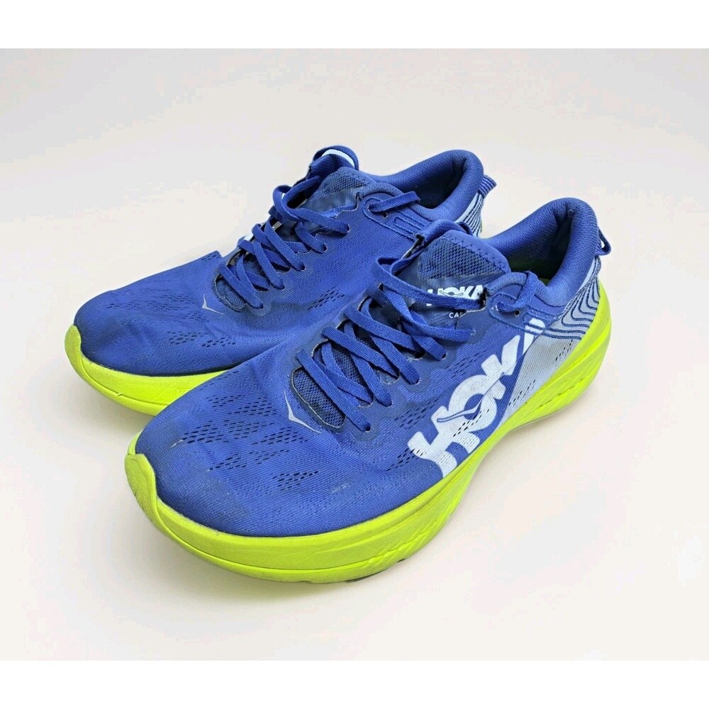 Hoka One One Carbon X Men's 11 Running Shoes Blue Yellow Lace Up Sneaker